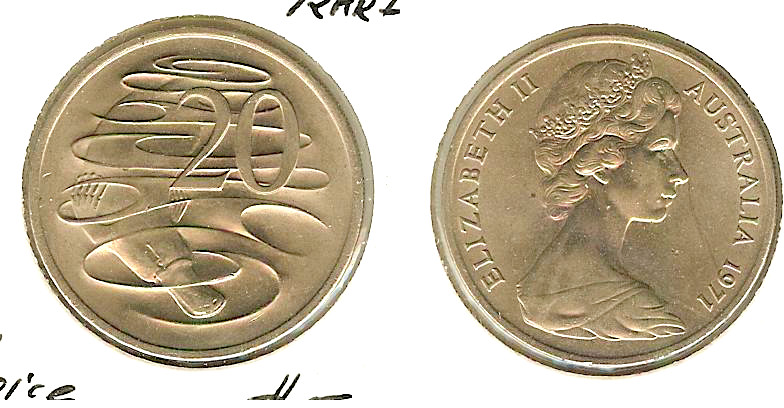 Australian 20 Cents 1971 Ch. Unc